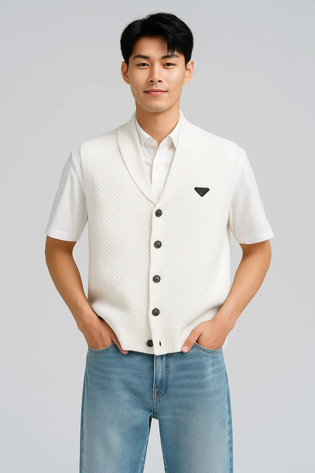 2025 Spring Summer Knitted Cardigan Vest Men&