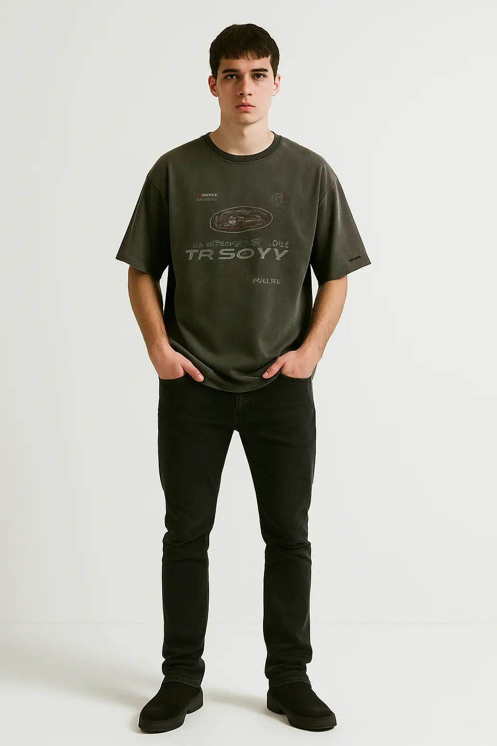 Retro Loose Fit Gradient Washed Racing American High Street Short Sleeve T-Shirt for Men Casual Crew Neck Summer Top Novara Shop