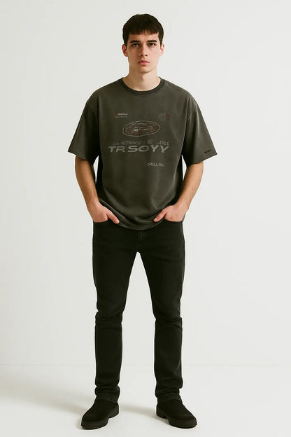 Retro Loose Fit Gradient Washed Racing American High Street Short Sleeve T-Shirt for Men Casual Crew Neck Summer Top Novara Shop