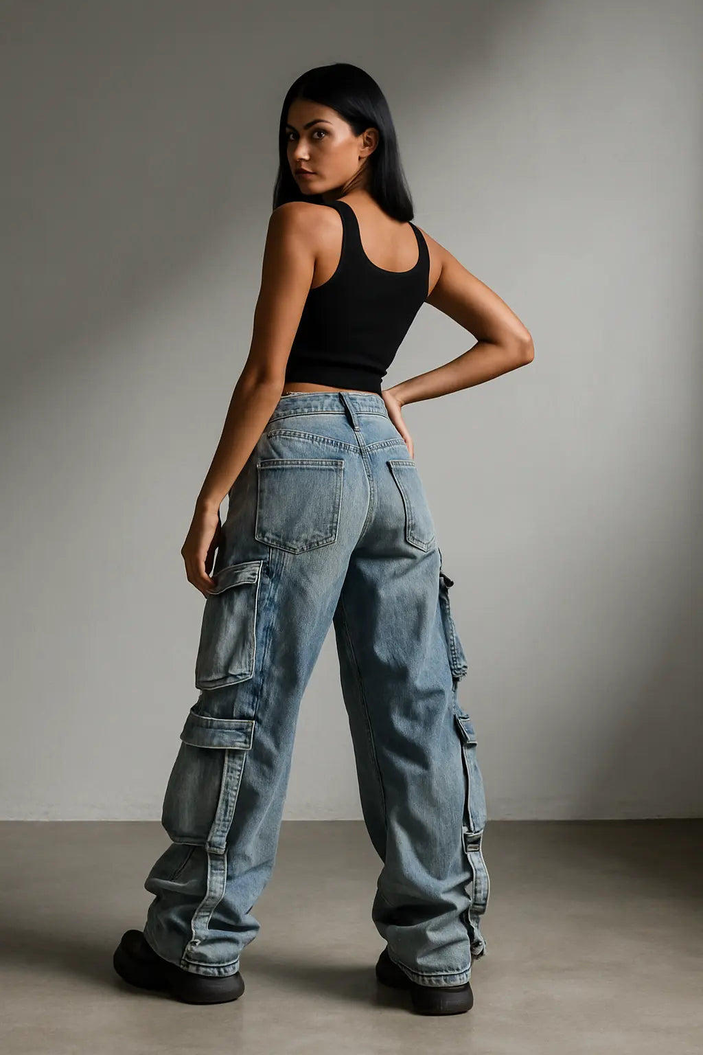 American Fashion Trends Joker Tooling Pocket Baggy Jeans Female Street Y2K New Hip Hop Oversized Wide-leg Pants Unisex Jeans Novara Shop