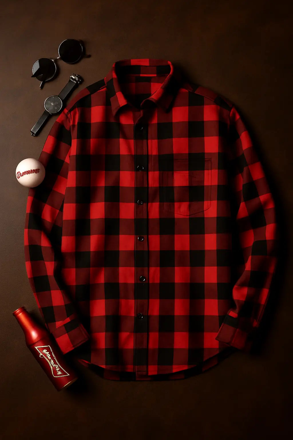 Trendy Black White Plaid Shirt Men&