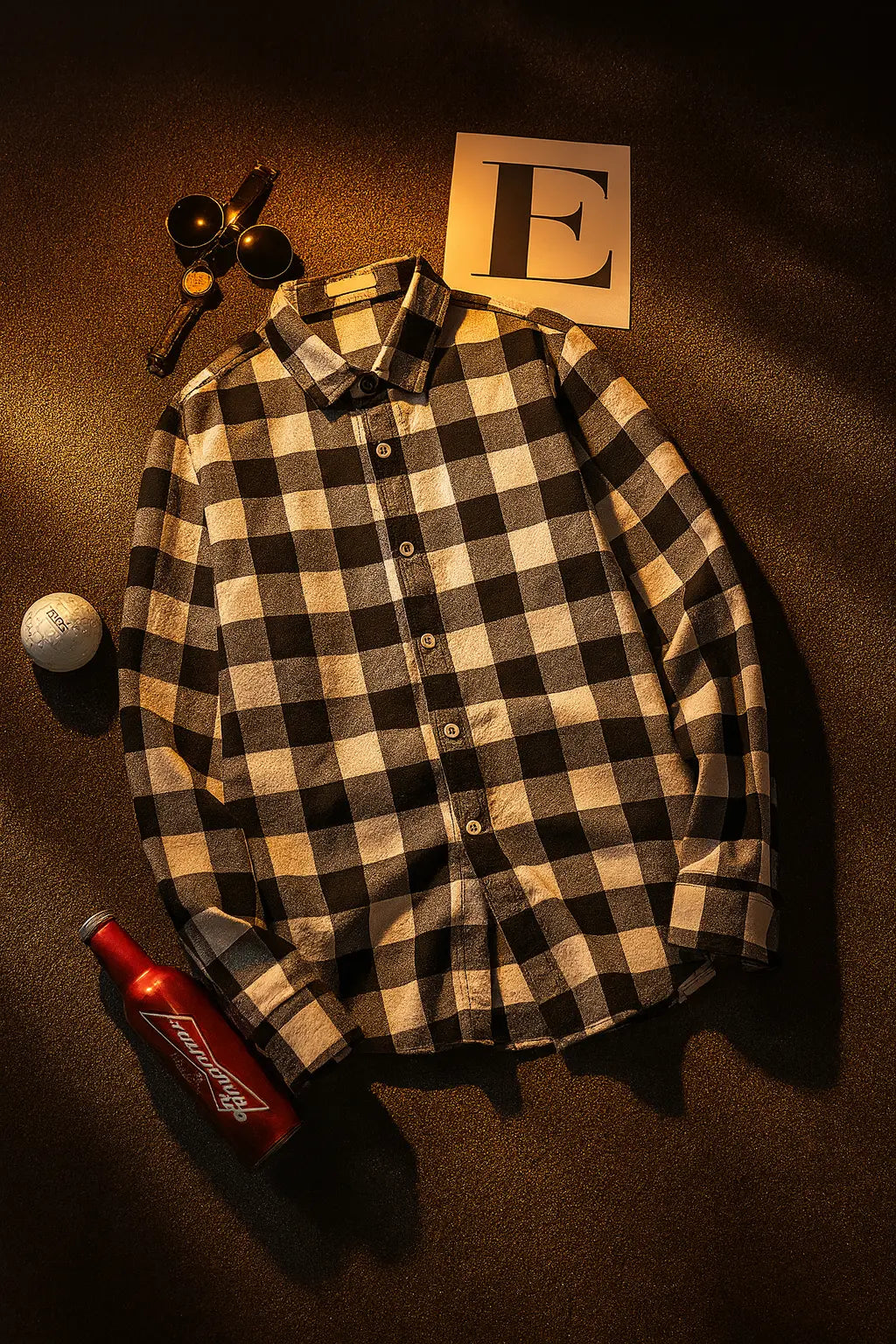 Trendy Black White Plaid Shirt Men&