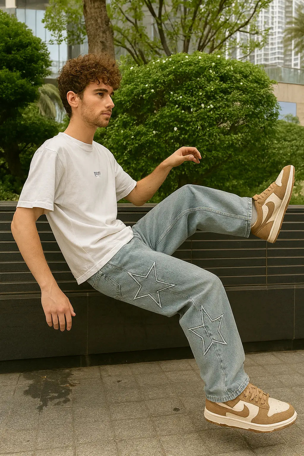 Star Embroidery Straight Casual Men Jeans Neutral Wide Leg Loose Hip-hop Fashion Youth Streetwear Denim Trousers Y2K pants men Novara Shop