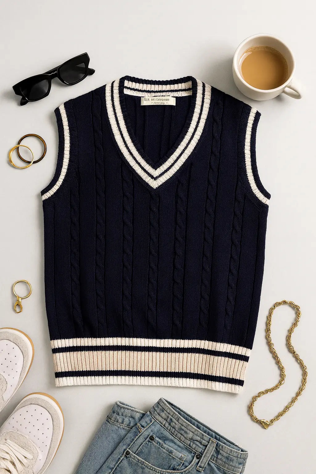 Sweater Vest Men Thicken V-neck Sleeveless Knitted Sweaters Vests Striped Retro Preppy-style Simple Chic Loose Casual All-match Novara Shop