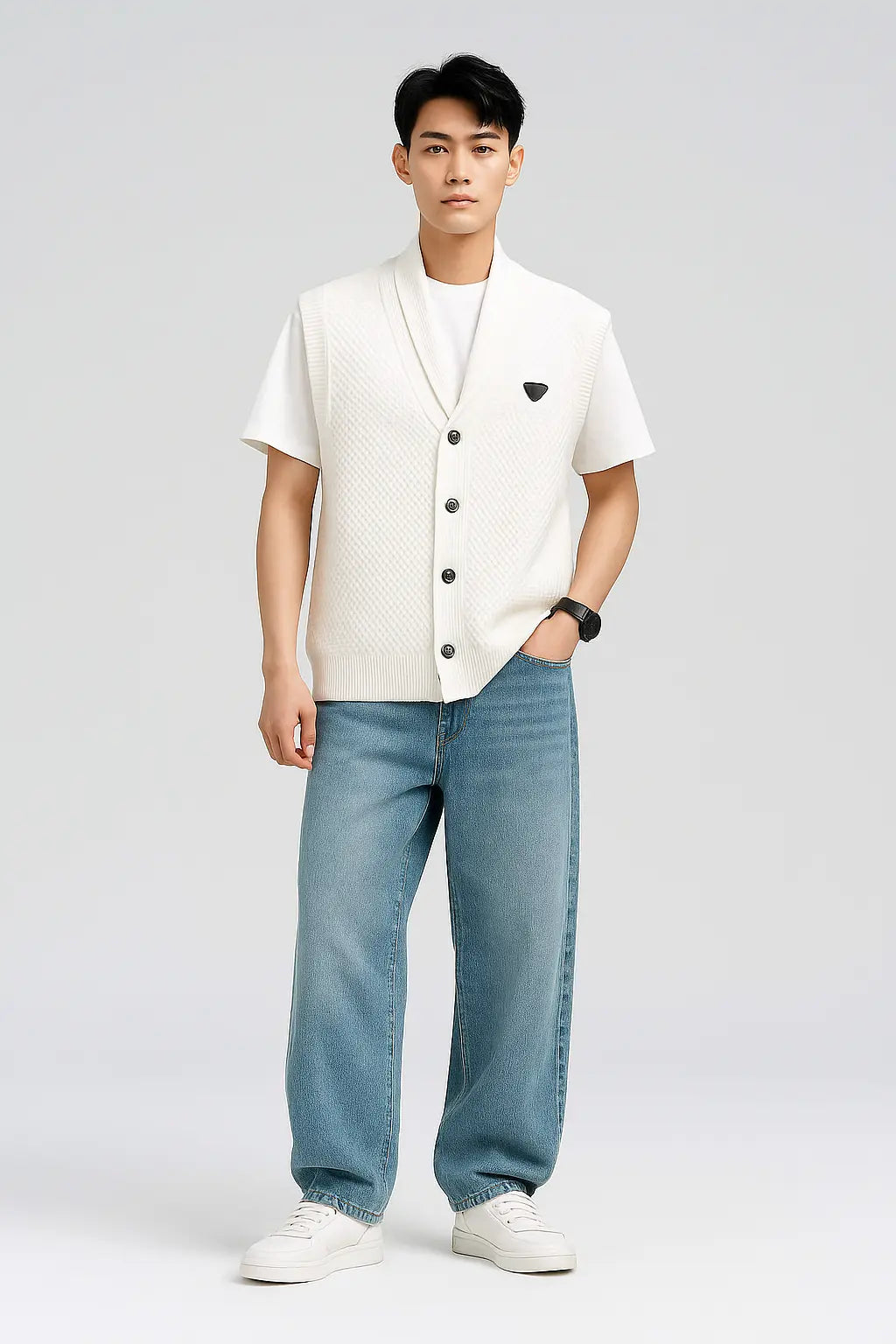 2025 Spring Summer Knitted Cardigan Vest Men&