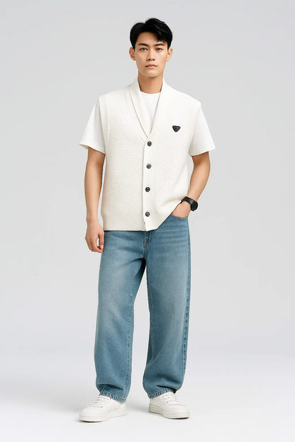 2025 Spring Summer Knitted Cardigan Vest Men&