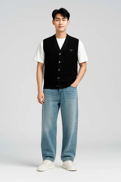 2025 Spring Summer Knitted Cardigan Vest Men&