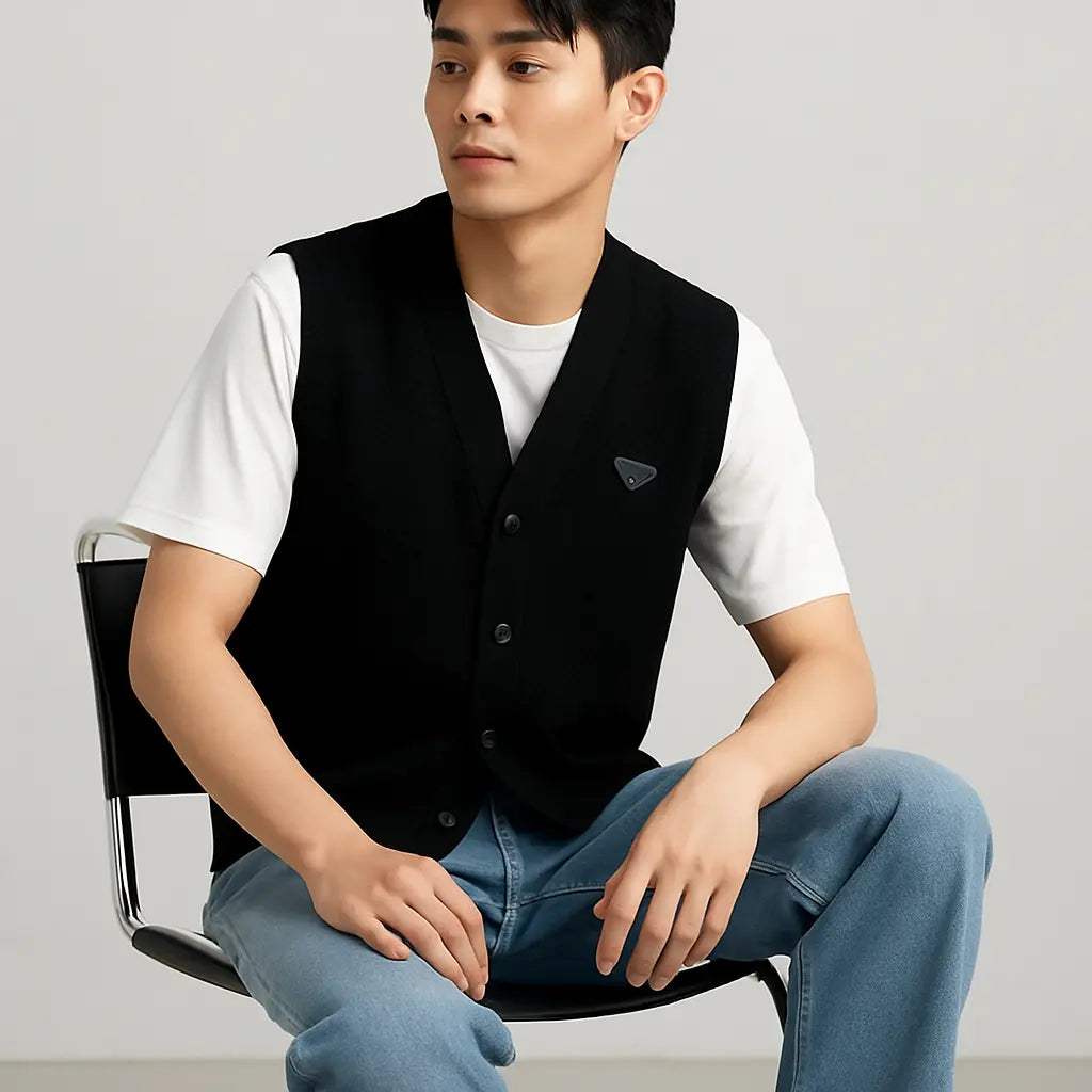 2025 Spring Summer Knitted Cardigan Vest Men&