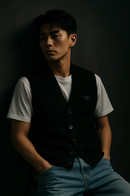 2025 Spring Summer Knitted Cardigan Vest Men&