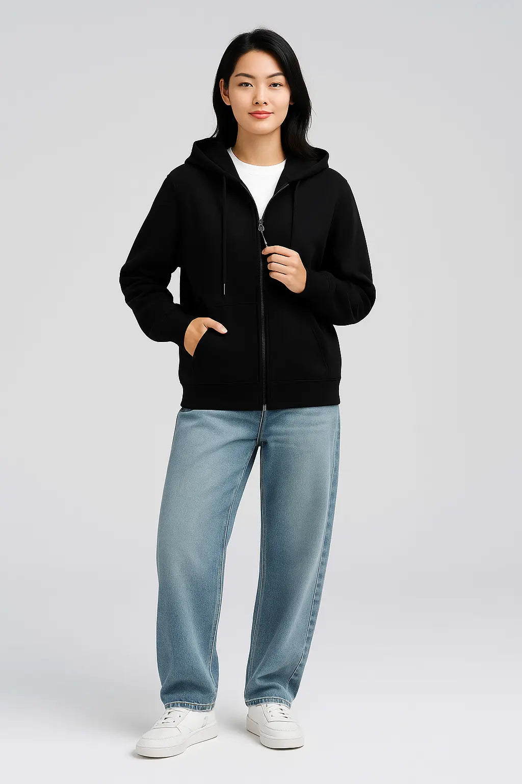 Elegant Women Chic Hoodies Fashion Autumn Winter Fleece Long Sleeve Solid Color Hooded Top Casual Office Lady Zipper Sweatshirts Novara Shop