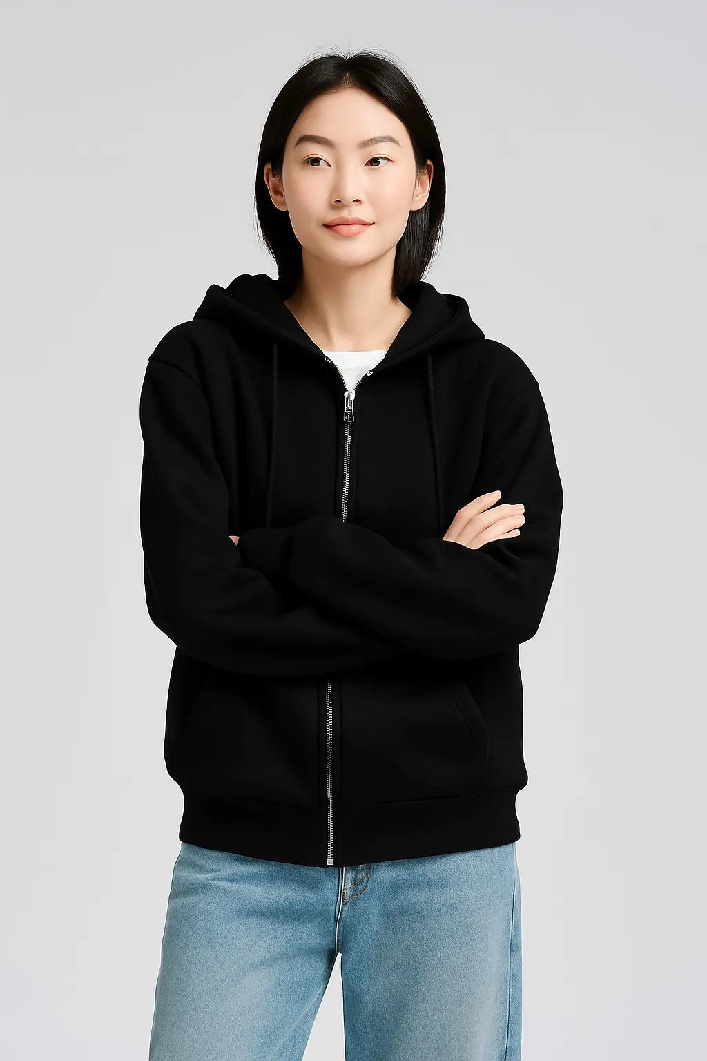 Elegant Women Chic Hoodies Fashion Autumn Winter Fleece Long Sleeve Solid Color Hooded Top Casual Office Lady Zipper Sweatshirts Novara Shop