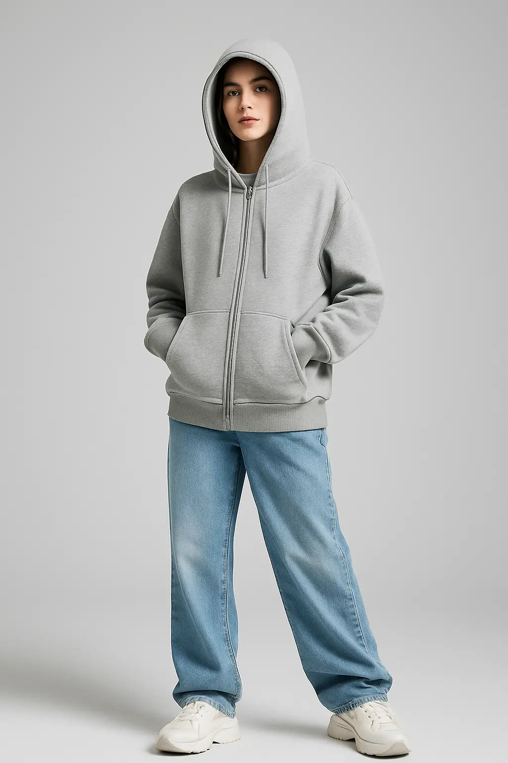 Elegant Women Chic Hoodies Fashion Autumn Winter Fleece Long Sleeve Solid Color Hooded Top Casual Office Lady Zipper Sweatshirts Novara Shop