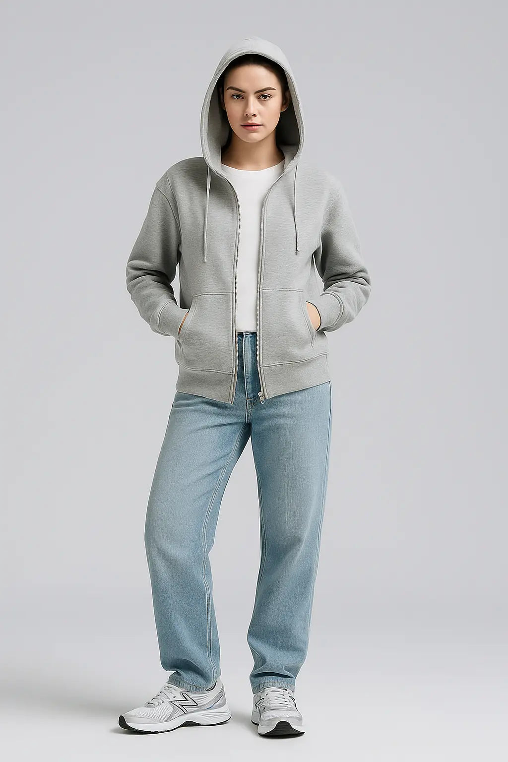 Elegant Women Chic Hoodies Fashion Autumn Winter Fleece Long Sleeve Solid Color Hooded Top Casual Office Lady Zipper Sweatshirts Novara Shop