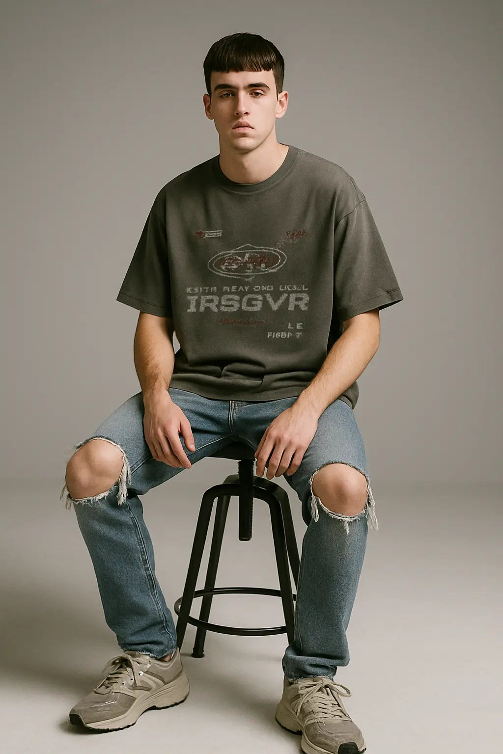 Retro Loose Fit Gradient Washed Racing American High Street Short Sleeve T-Shirt for Men Casual Crew Neck Summer Top Novara Shop