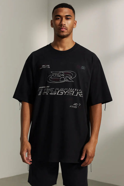 Retro Loose Fit Gradient Washed Racing American High Street Short Sleeve T-Shirt for Men Casual Crew Neck Summer Top Novara Shop