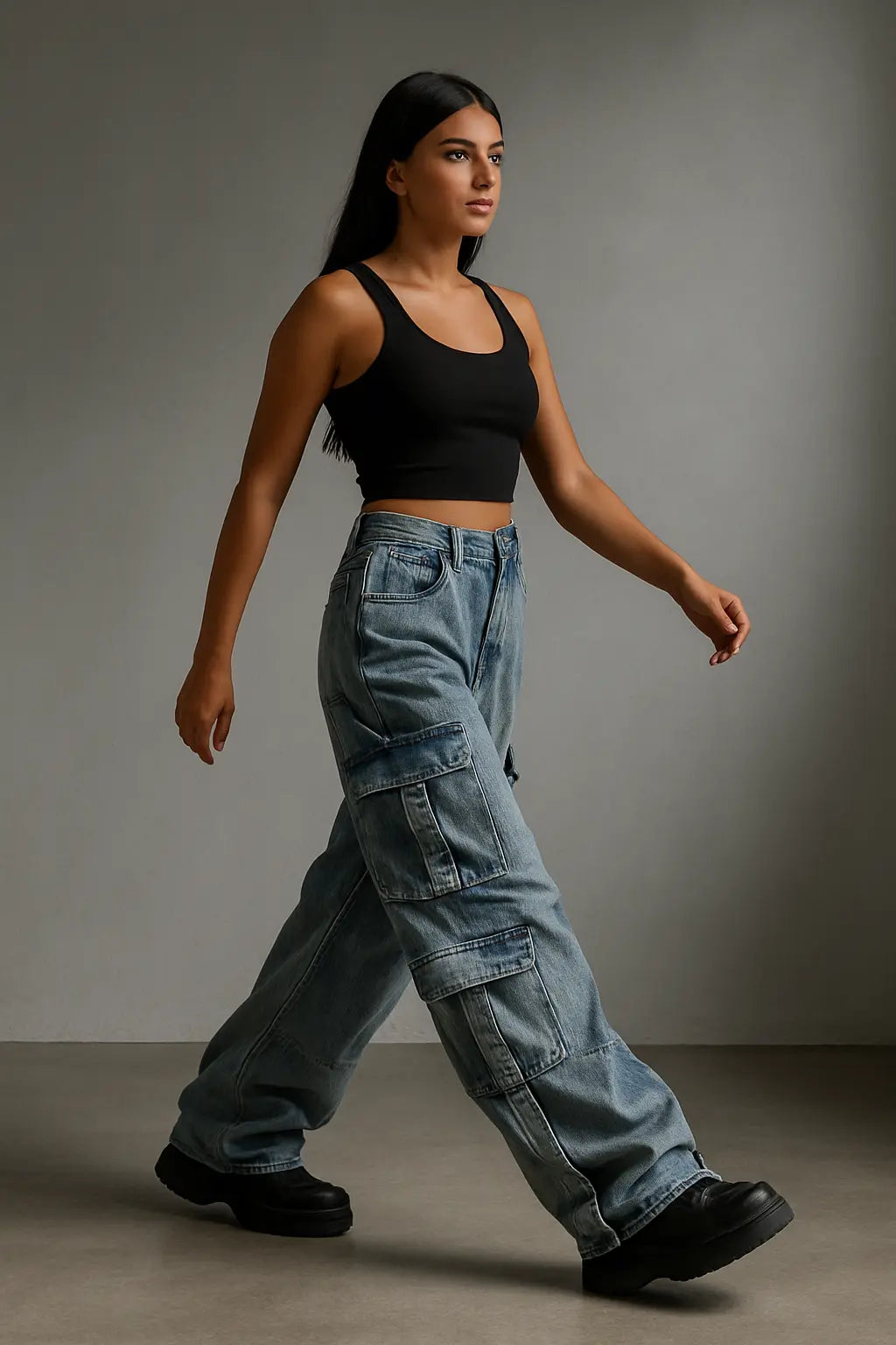 American Fashion Trends Joker Tooling Pocket Baggy Jeans Female Street Y2K New Hip Hop Oversized Wide-leg Pants Unisex Jeans Novara Shop