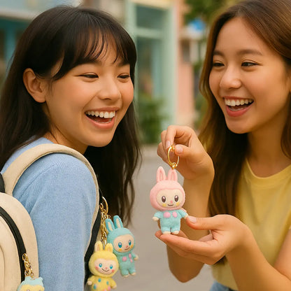 Anime Zimomo Mokoko Kawaii Flocked Keychain Plush Ball Pendant Ugly Cute Doll Keyring Bag Car Key Accessories Fans Creative Gift Novarashop