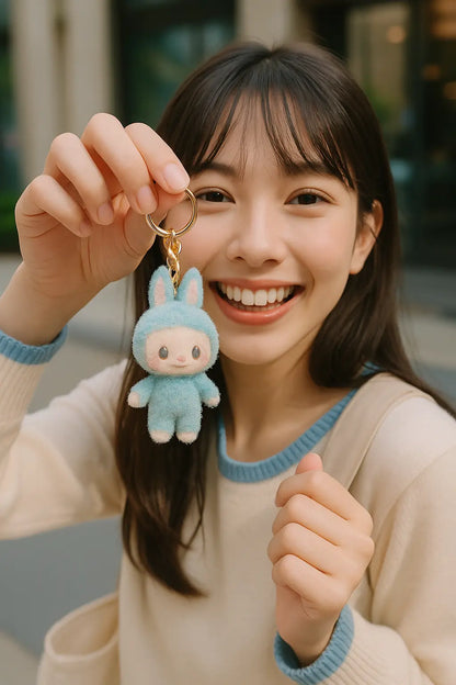 Anime Zimomo Mokoko Kawaii Flocked Keychain Plush Ball Pendant Ugly Cute Doll Keyring Bag Car Key Accessories Fans Creative Gift Novarashop