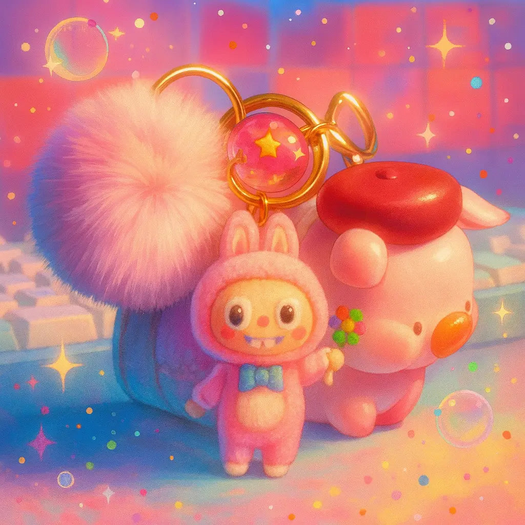 Anime Zimomo Mokoko Kawaii Flocked Keychain Plush Ball Pendant Ugly Cute Doll Keyring Bag Car Key Accessories Fans Creative Gift Novarashop