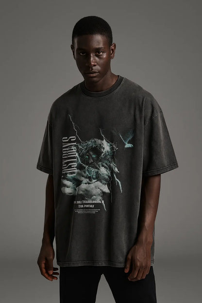 Devil Print Washed T-shirt Men Novara Shop Devil Print Washed T-shirt Men 39.99 Novara Shop Retro Black / XL Devil Print Washed T-shirt Men 39.99