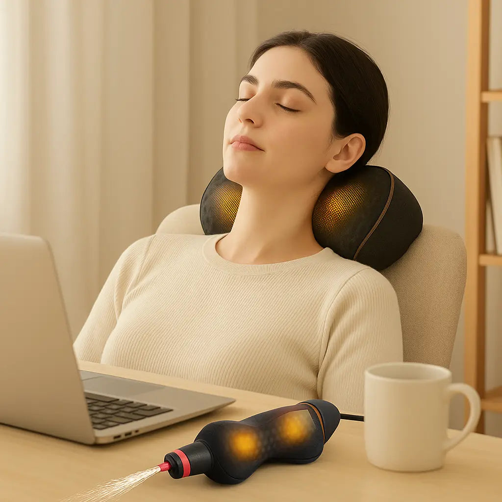 Electric Massager Cervical Pillow Hot Compress Vibration Massage Neck Traction Relax Sleeping Pillow Spine Support Normal - Novarashop