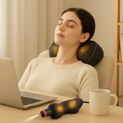 Electric Massager Cervical Pillow Hot Compress Vibration Massage Neck Traction Relax Sleeping Pillow Spine Support Normal - Novarashop