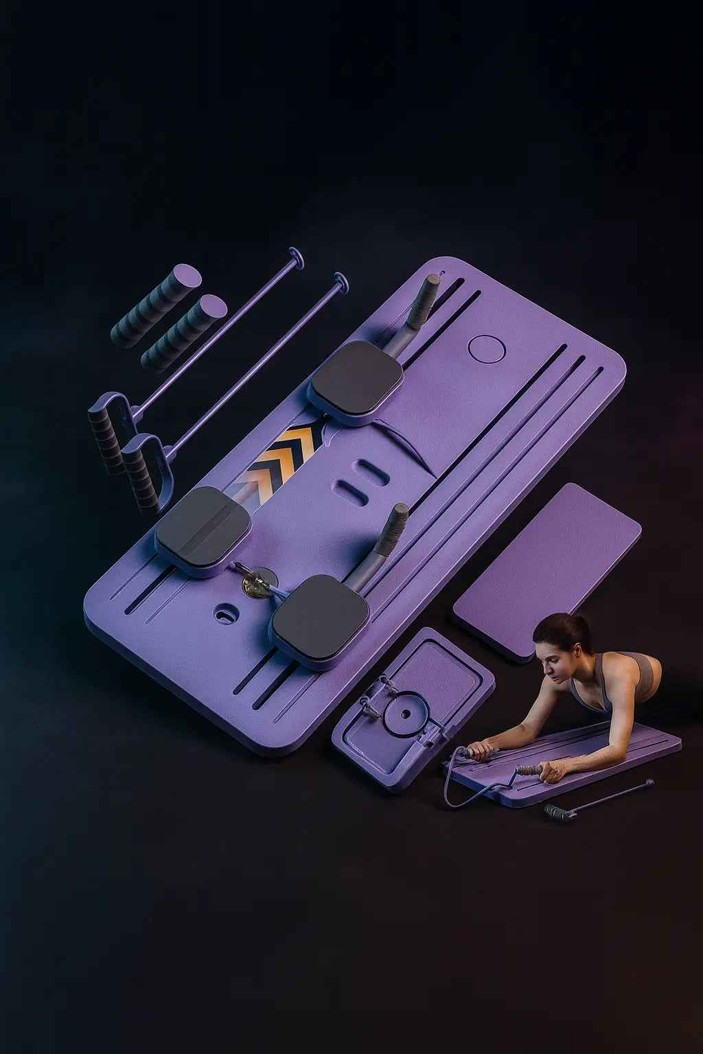 Commercial Home Foldable Pilates Board Multifunctional Reformer Abdominal Core Trainer Ab Exercise Roller Workout Equipment