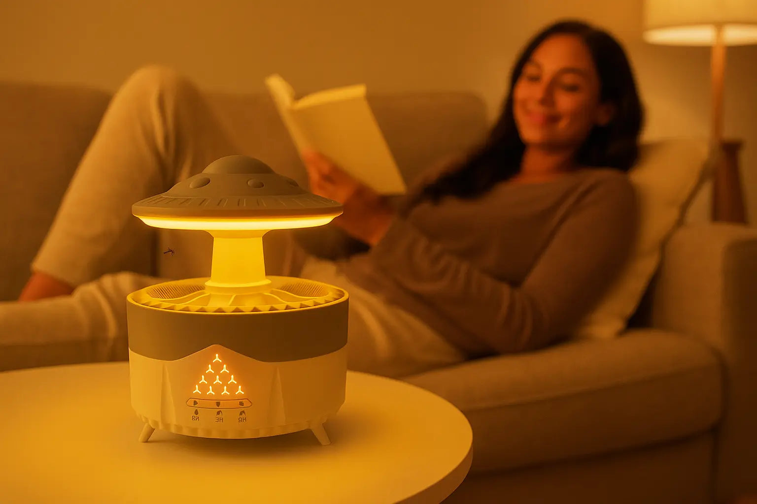 350ml mini aroma air humidifier with rain cloud mist and LED lights