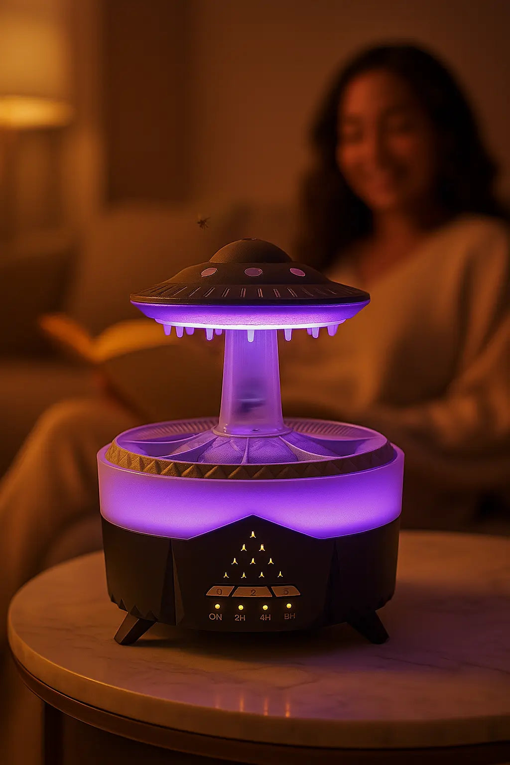 350ml mini aroma air humidifier with rain cloud mist and LED lights