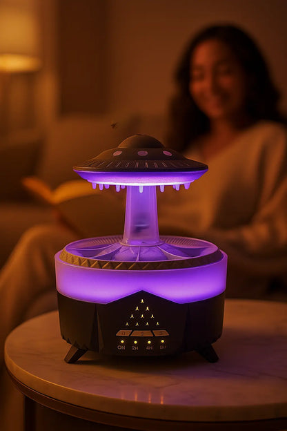 350ml mini aroma air humidifier with rain cloud mist and LED lights