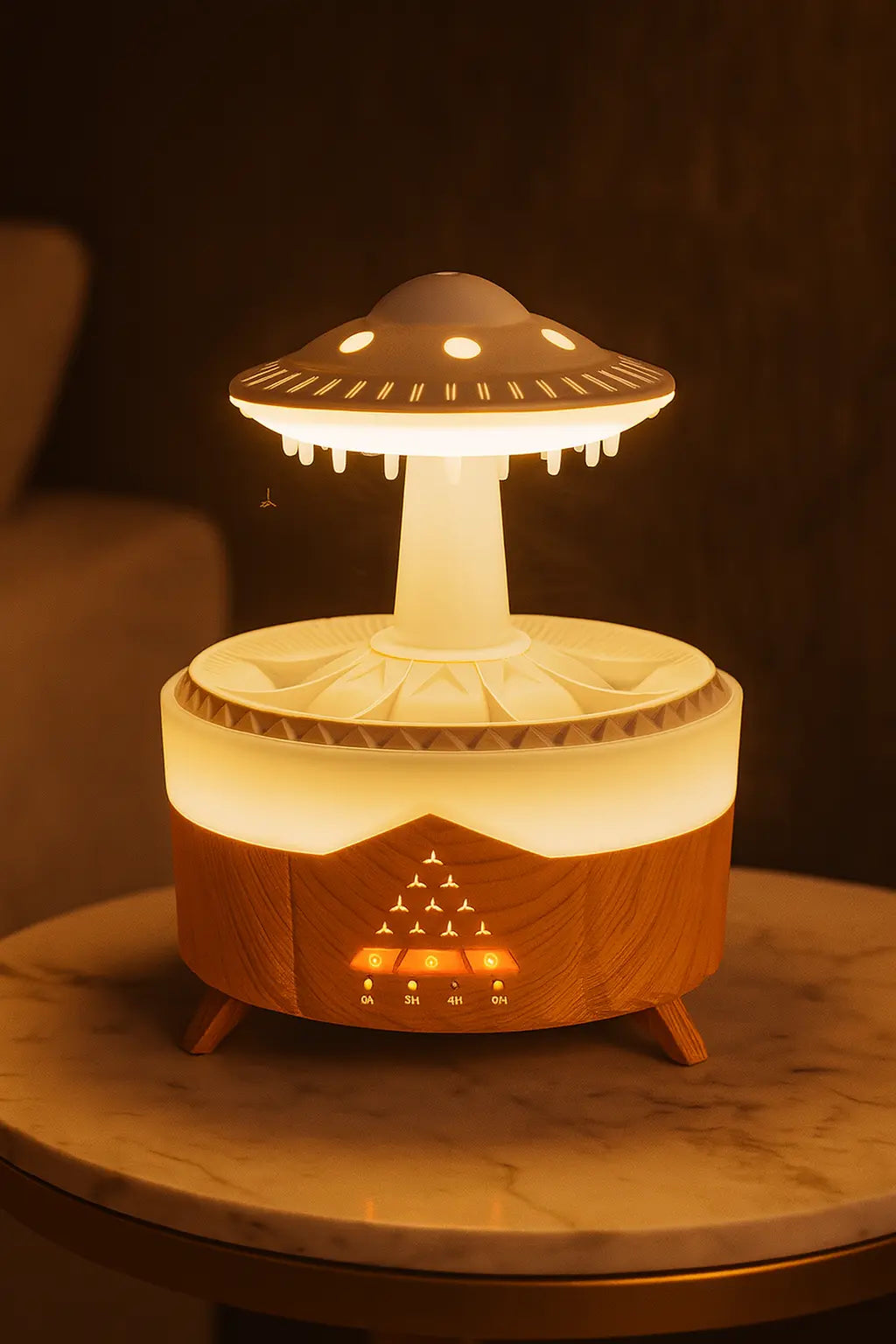 350ml mini aroma air humidifier with rain cloud mist and LED lights