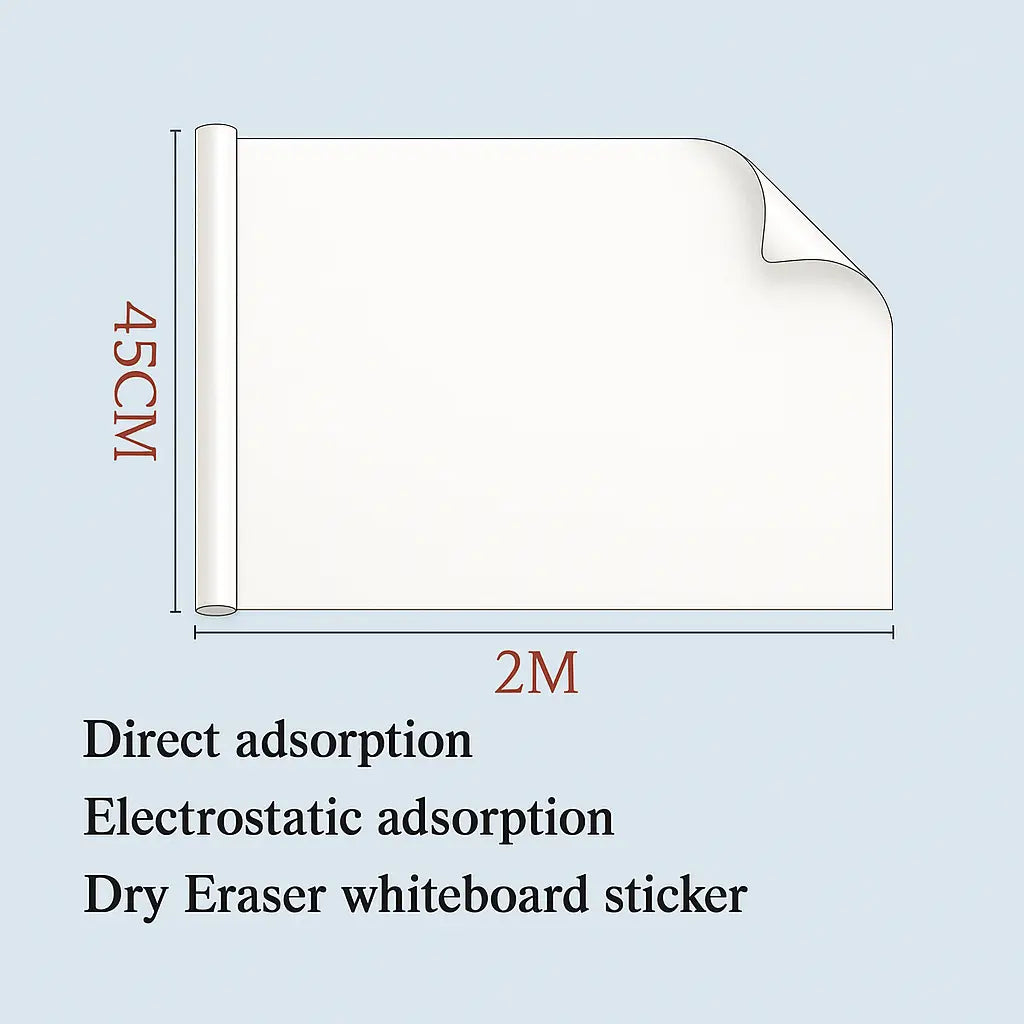 45CM static whiteboard sheet applied to wall surface