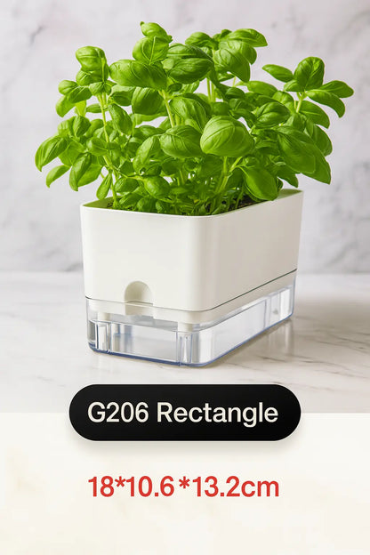 Self-watering plant pot with double-deck design and cotton rope wick