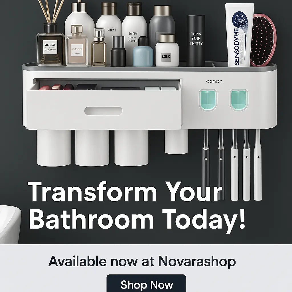 Wall-mounted magnetic inverted toothbrush holder with automatic toothpaste squeezer