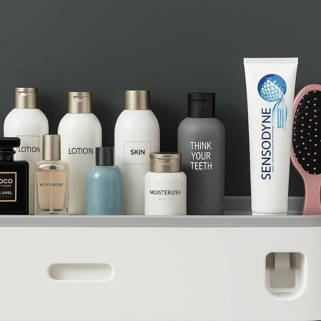 Wall-mounted magnetic inverted toothbrush holder with automatic toothpaste squeezer