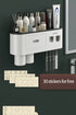 Wall-mounted magnetic inverted toothbrush holder with automatic toothpaste squeezer