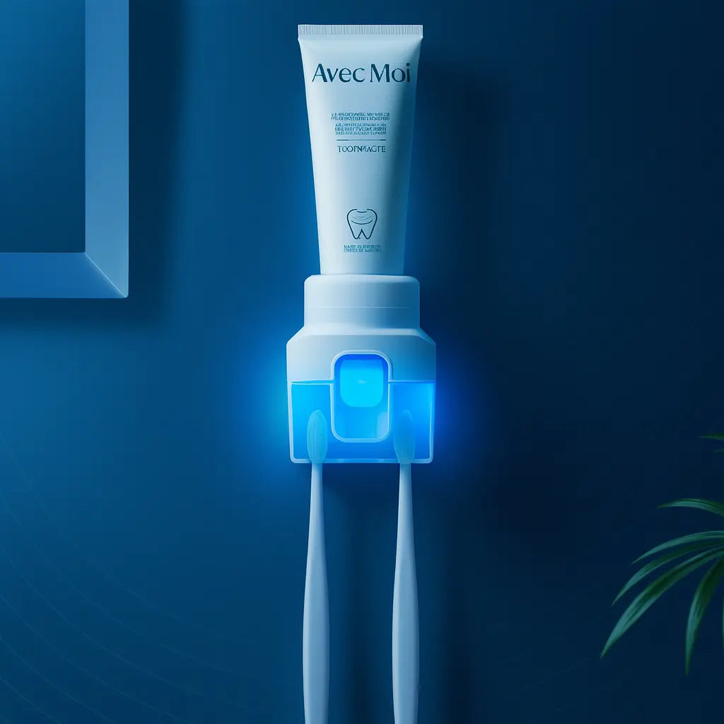 Wall-mounted magnetic inverted toothbrush holder with automatic toothpaste squeezer