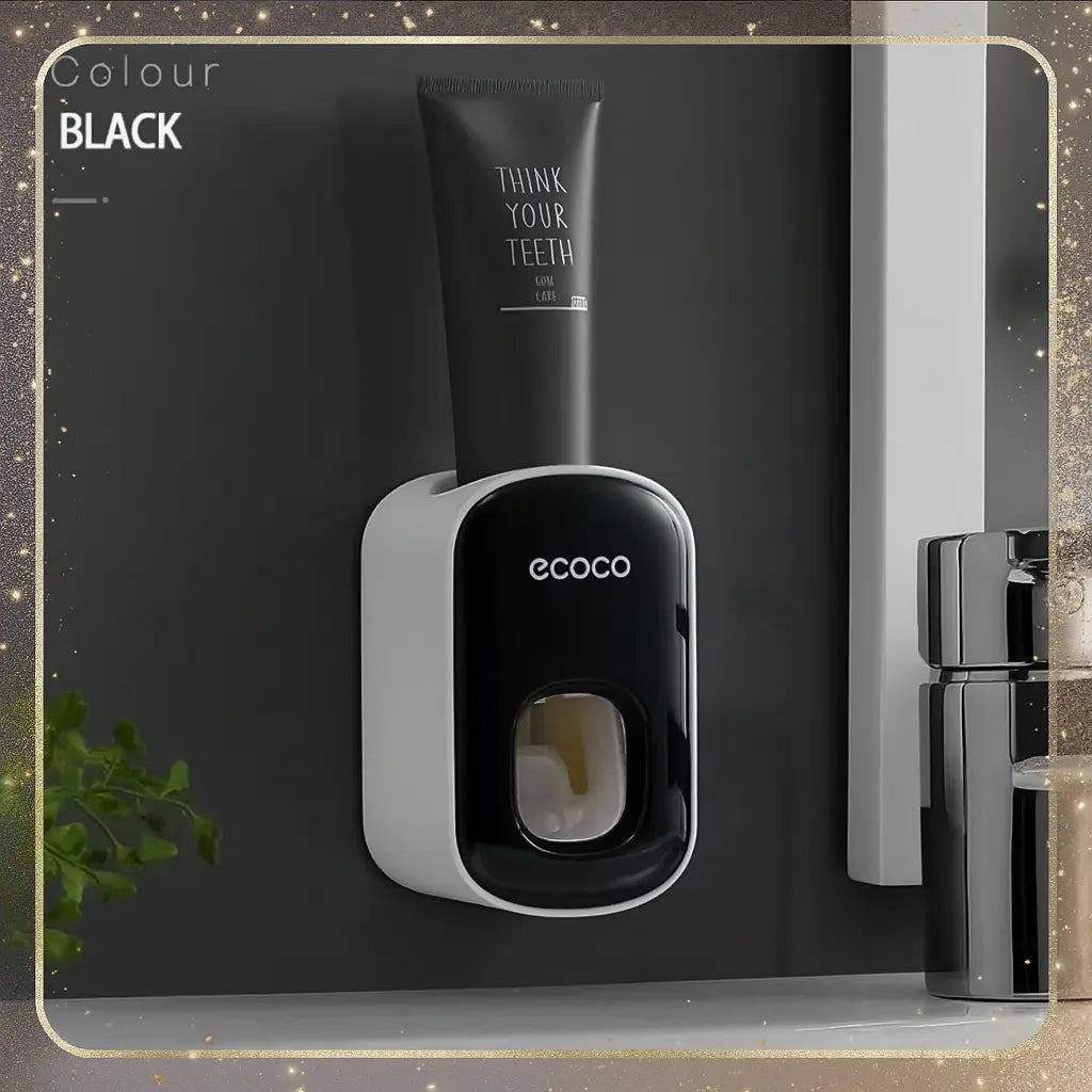 Wall-mounted magnetic inverted toothbrush holder with automatic toothpaste squeezer