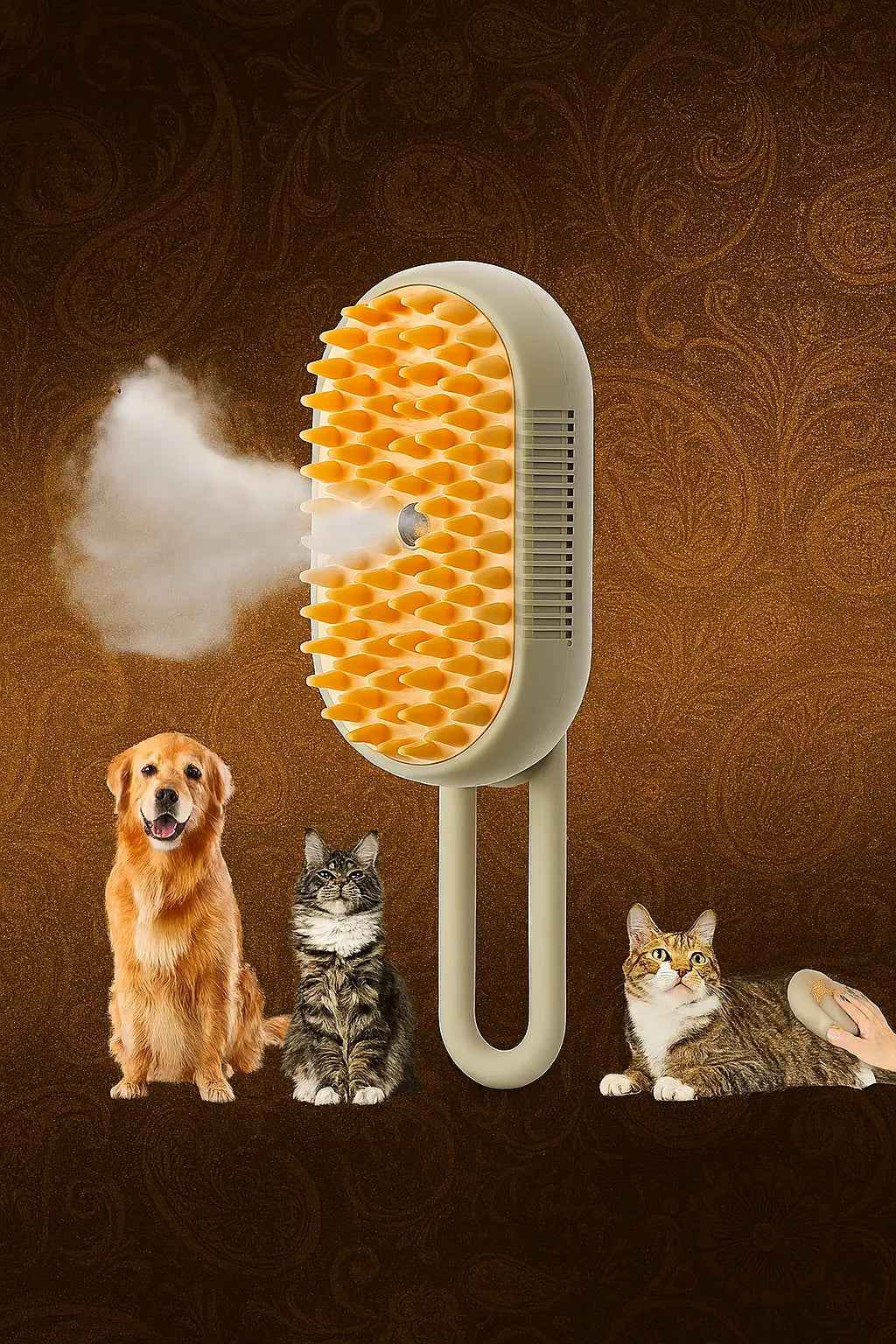 Cat Dog Pet Spray Massage Brush 3 in 1 One Button Steam Spray Folding Rotatable Floating Hair Bath Hair Removal Brush Comb