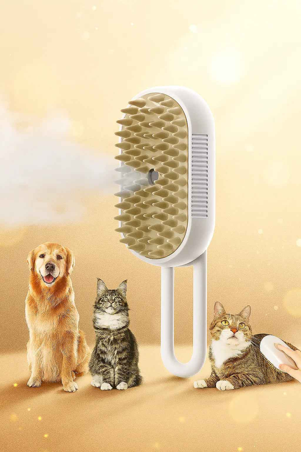 Cat Dog Pet Spray Massage Brush 3 in 1 One Button Steam Spray Folding Rotatable Floating Hair Bath Hair Removal Brush Comb