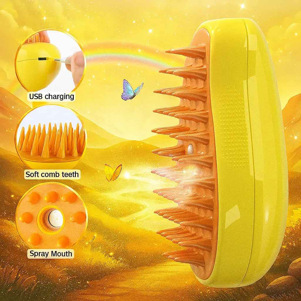 Cat Dog Pet Spray Massage Brush 3 in 1 One Button Steam Spray Folding Rotatable Floating Hair Bath Hair Removal Brush Comb