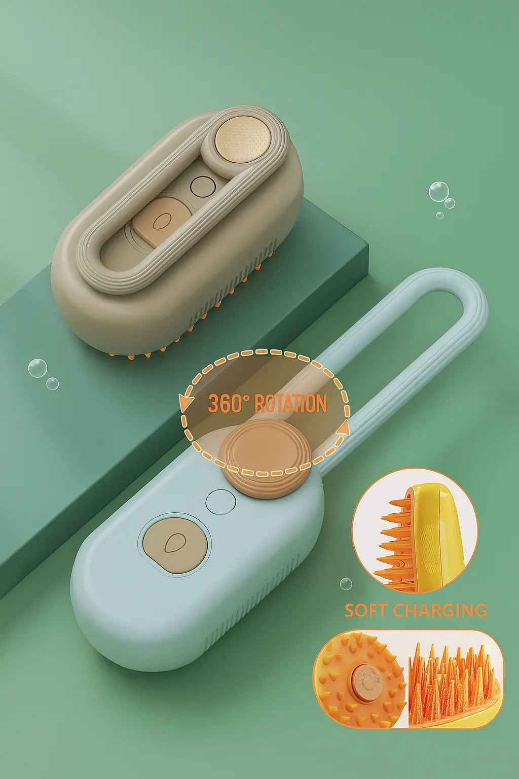 Cat Dog Pet Spray Massage Brush 3 in 1 One Button Steam Spray Folding Rotatable Floating Hair Bath Hair Removal Brush Comb