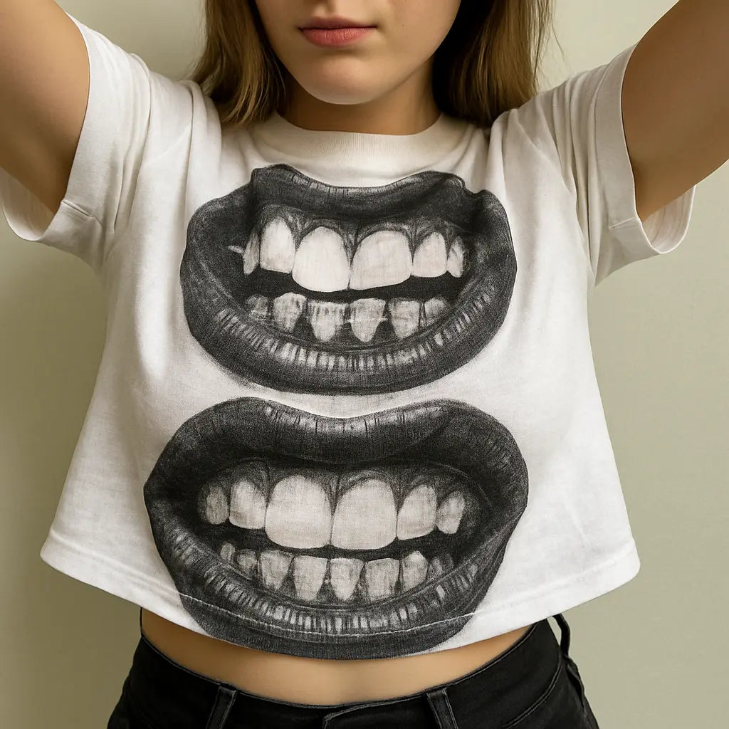 Punk Y2K Baby Short Sleeve Top Gothic Street T-shirt Women&