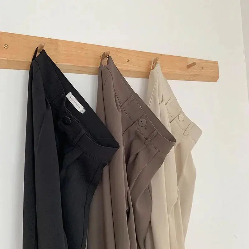 High Waist Women Suit Pants Fall Straight Office Ladies Korean Fashion Trousers Casual Button Loose Female Black Pants New 2024 Novara Shop   Novara Shop