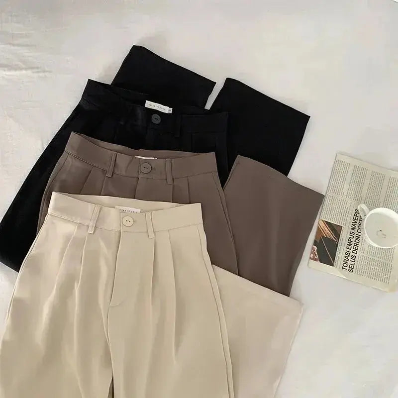 High Waist Women Suit Pants Fall Straight Office Ladies Korean Fashion Trousers Casual Button Loose Female Black Pants New 2024 Novara Shop   Novara Shop