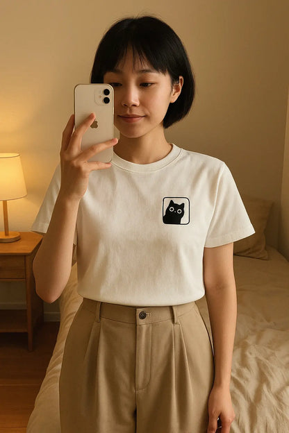 Fashion Women T-shirt Cartoon Cat Print Short Sleeve T Shirt Female Harajuku Casual O-Neck Clothes Top Unisex Streetwear Y2k Tee - Novarashop