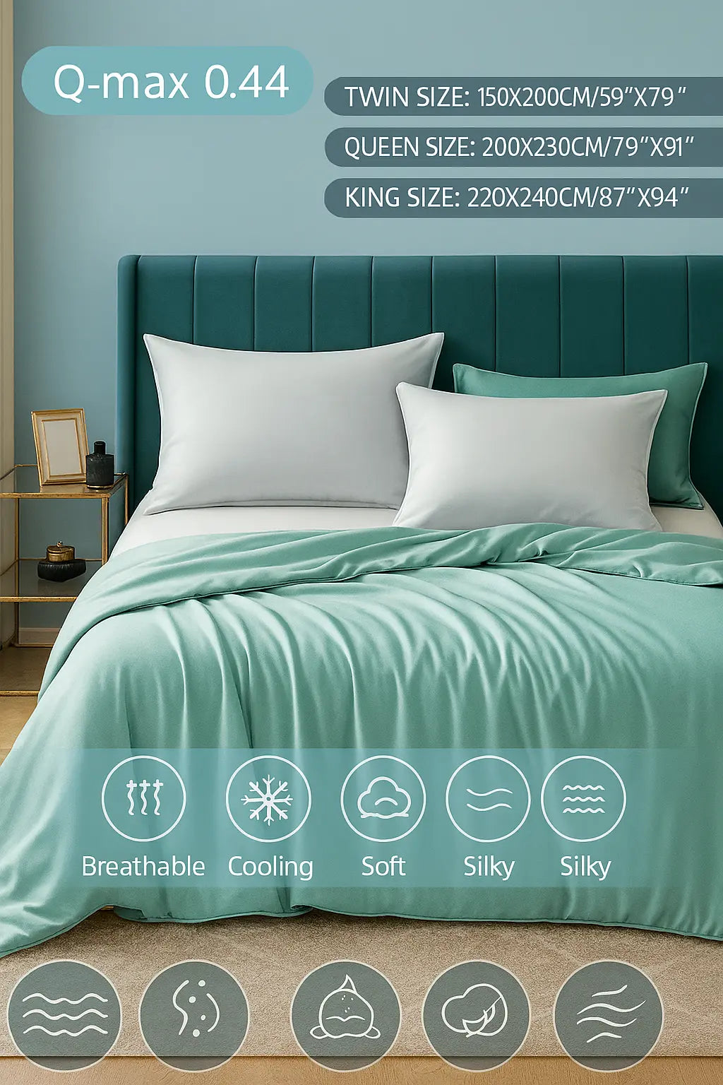 Air Condition Comforter for Summer Pure Color Ice Silk Cooling Blanket Lightweight and Smooth Twin/King Size Cold Quilt - Novarashop