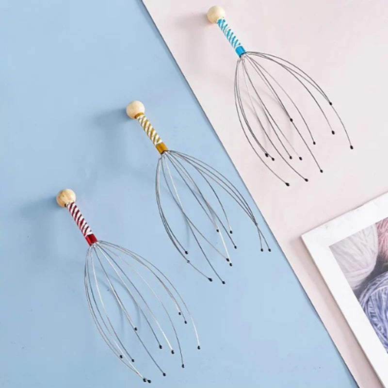 1PC Octopus Head Massager Stainless Steel Engraved Head Relaxer Brain Massage Claw Scalp Scratcher Itch Reliever Random Color Novara Shop   Novara Shop