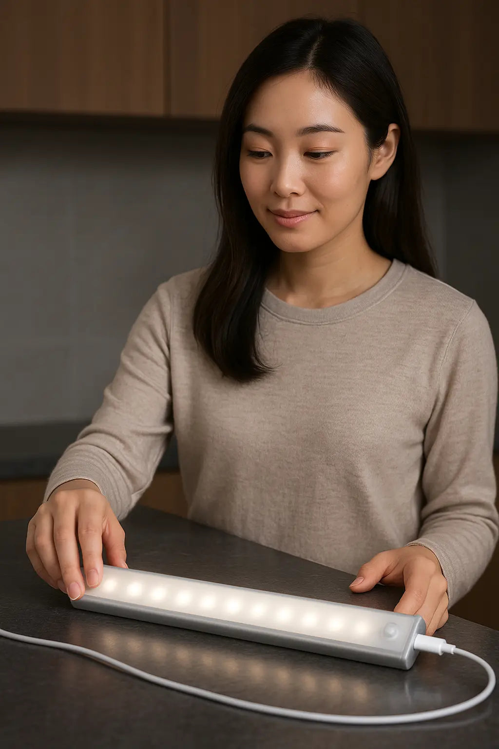 Motion sensor LED night light for cabinet and wardrobe lighting