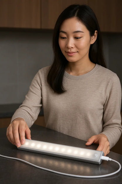 Motion sensor LED night light for cabinet and wardrobe lighting